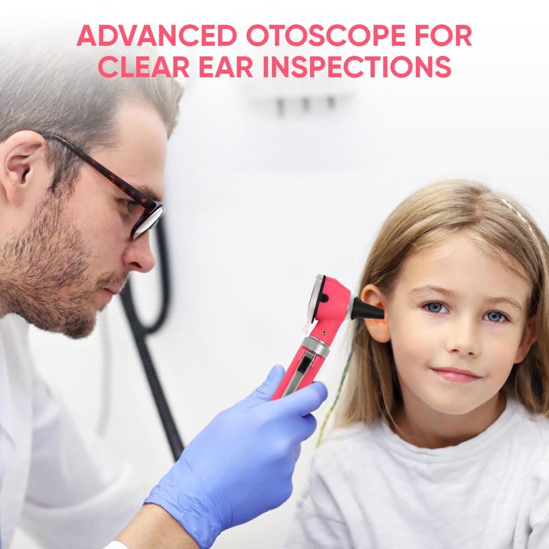 MeddSight Otoscope with Light, Fibre Optic Ear Scope for Kids & Adults, 3X Zoom Magnifying Glass, LED Ear Infection Checker with 10 Disposable Specula, Nylon Case, 6 Colors-Medical Grade-(Pink Color) - Image 2